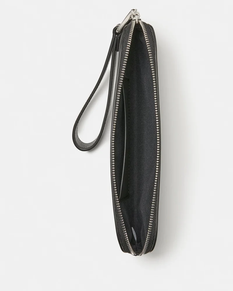 كيت سبيد هالو محفظة يد جلدية متوسطة الحجم بحبيبات دقيقة